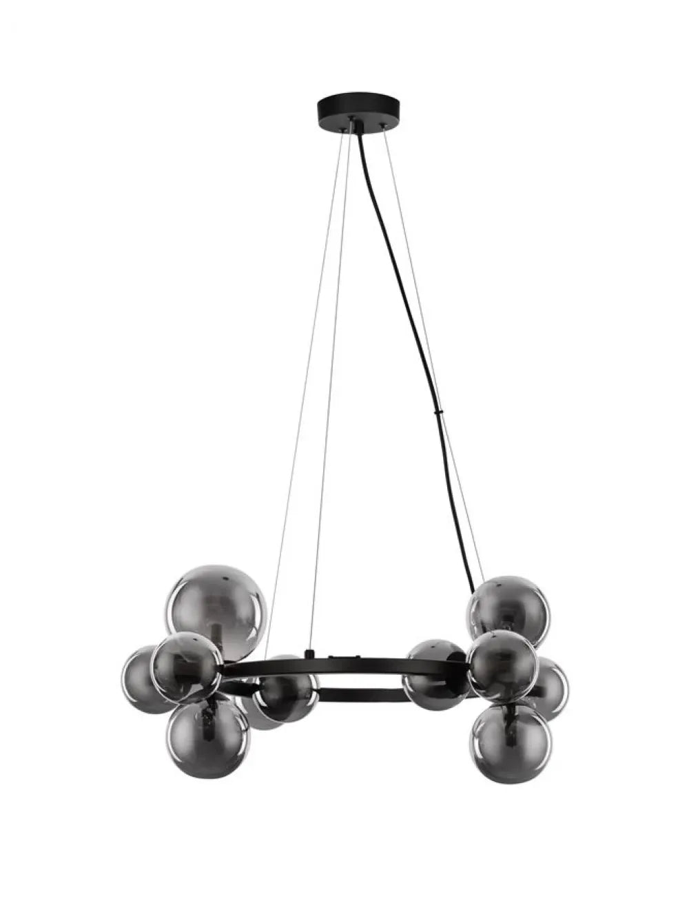 Lustra structura din Metal Negru si abajur din Sticla Fumuriu H120xL64.2cm IP20 ODILLIA