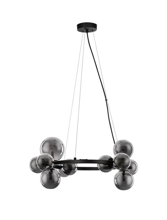 Lustra structura din Metal Negru si abajur din Sticla Fumuriu H120xL64.2cm IP20 ODILLIA