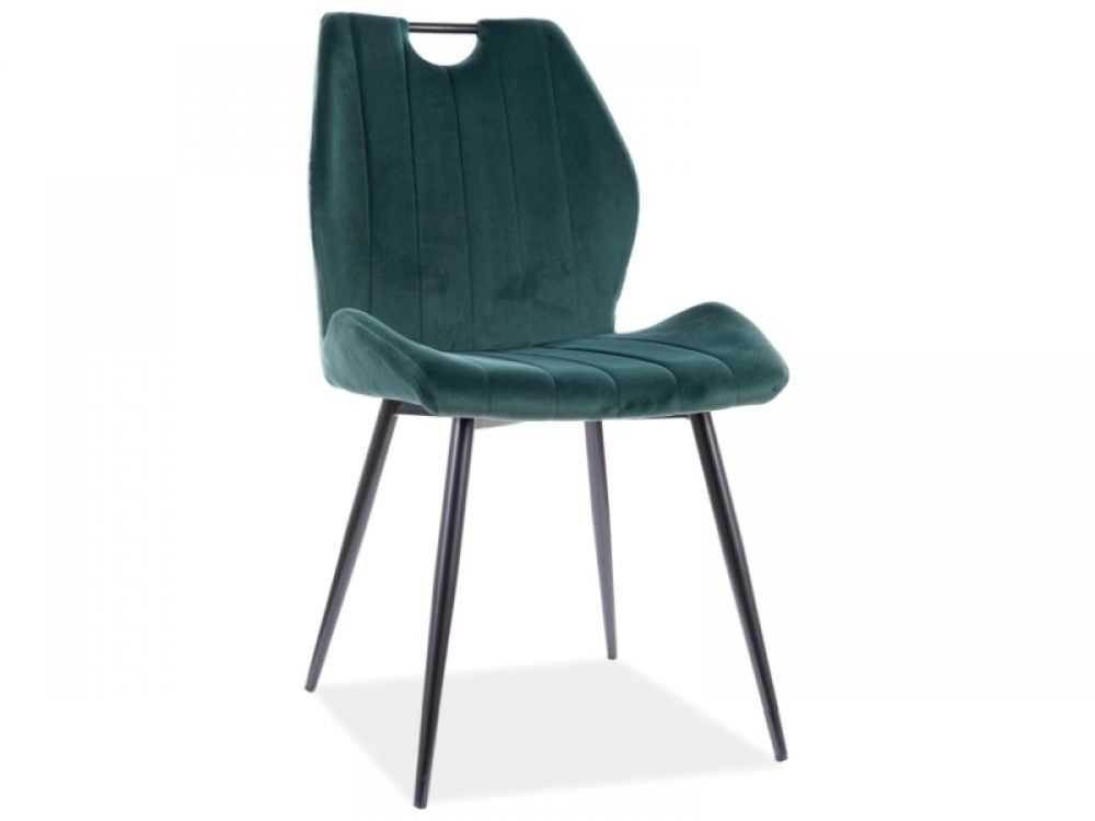 Scaun tapitat cu Catifea Verde cu picioare din Metal Negru H91xL51xA46cm Arco