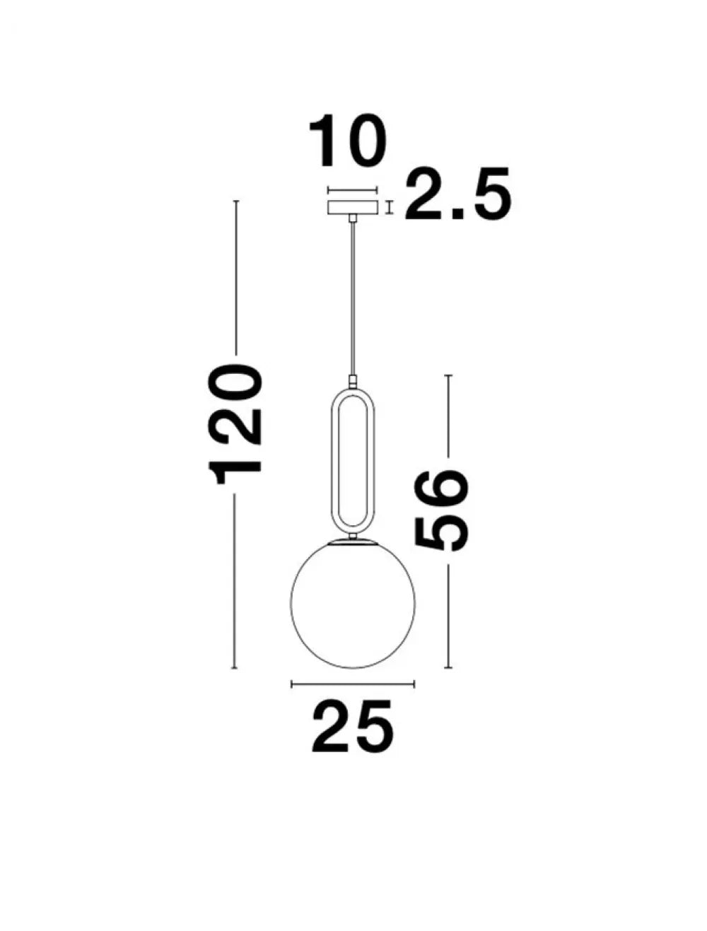Pendul structura din Metal Alama si abajur din Sticla Alb H120xL25cm IP20 GRUS
