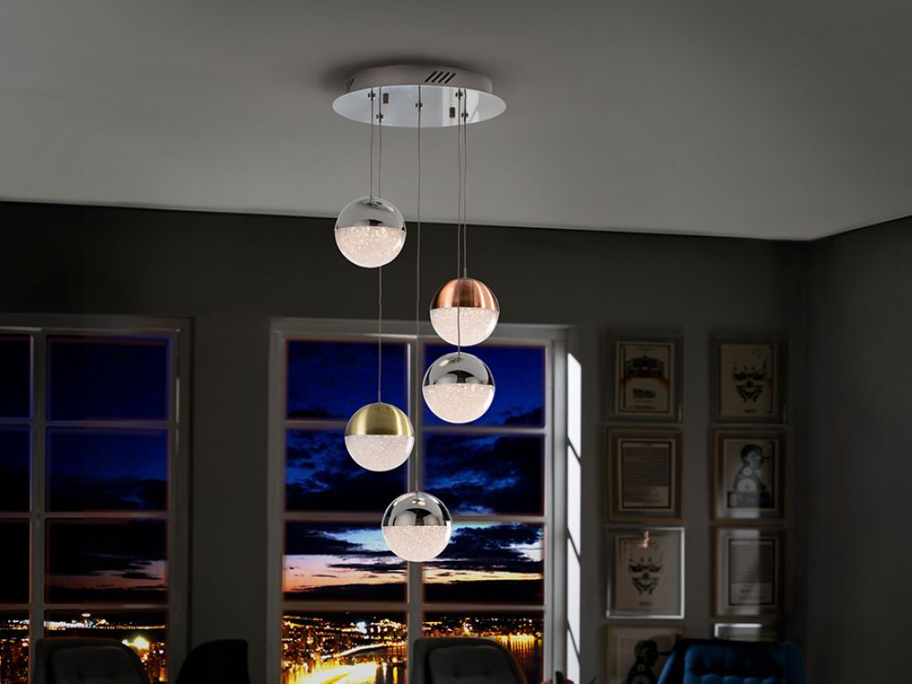 Lustra rotunda cu inaltime reglabila din Policarbonat Alb cu LED  D33xH120cm Sphere