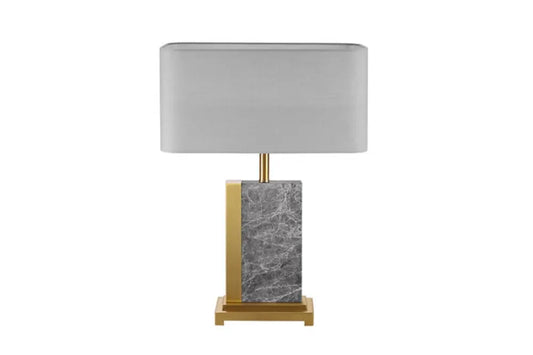 Veioza din Metal/Marmura Auriu/Gri si Textil Gri L45xH65cm ELEGANCIA
