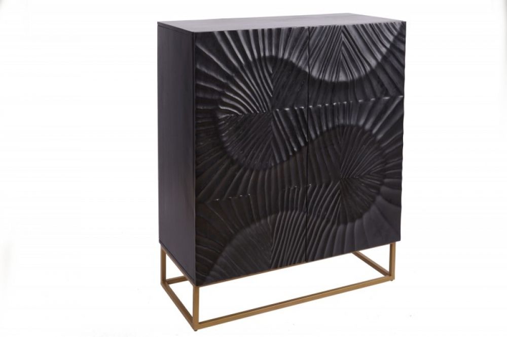 Dulap din Lemn masiv de mango si Metal Negru/Auriu Scorpion L100xH120cm