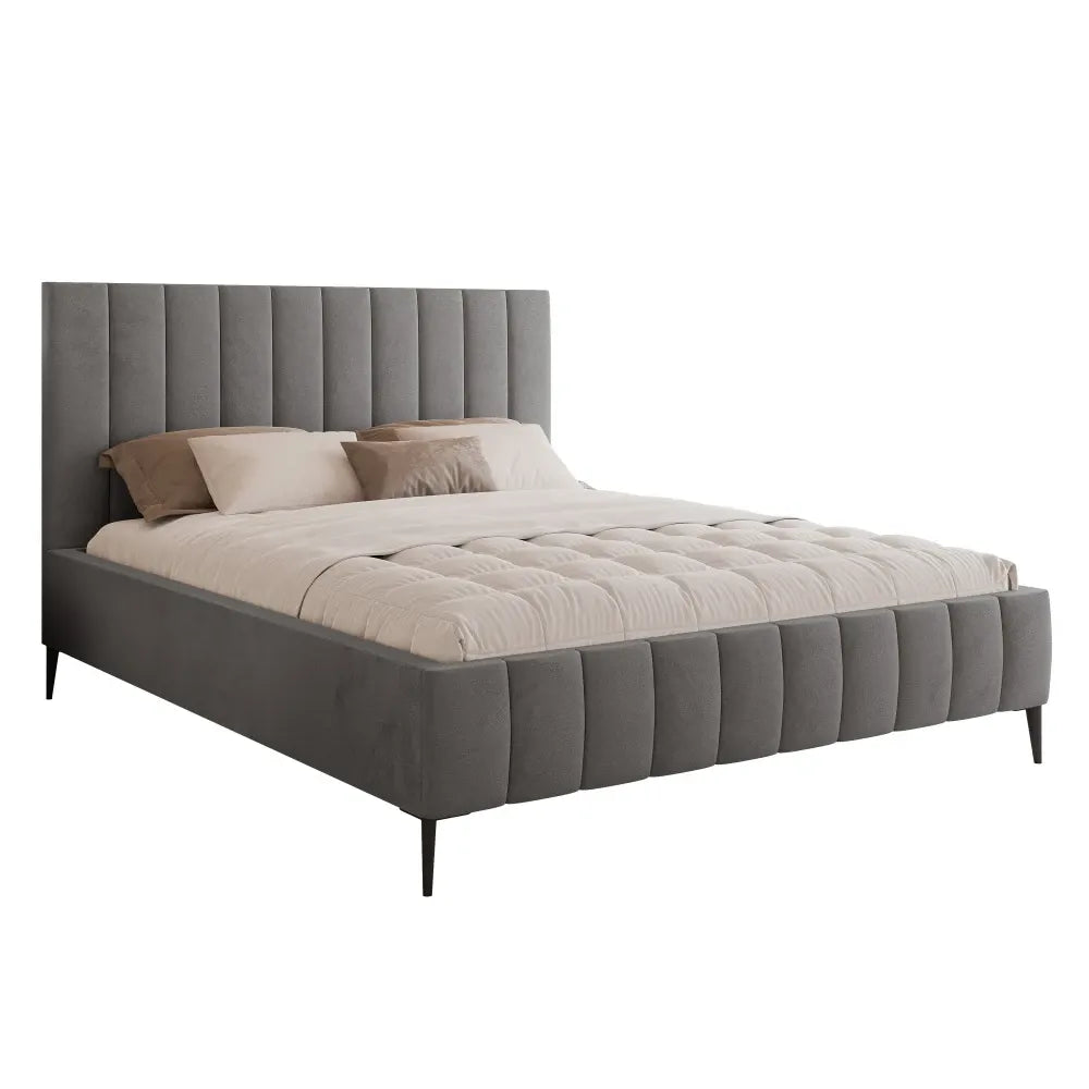 Pat 140 x 200 tapitat cu Catifea Velutto Gri Adel