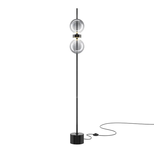 Lampa de podea din Metal Negru si Sticla Fumuriu H146xD16cm Double Moon