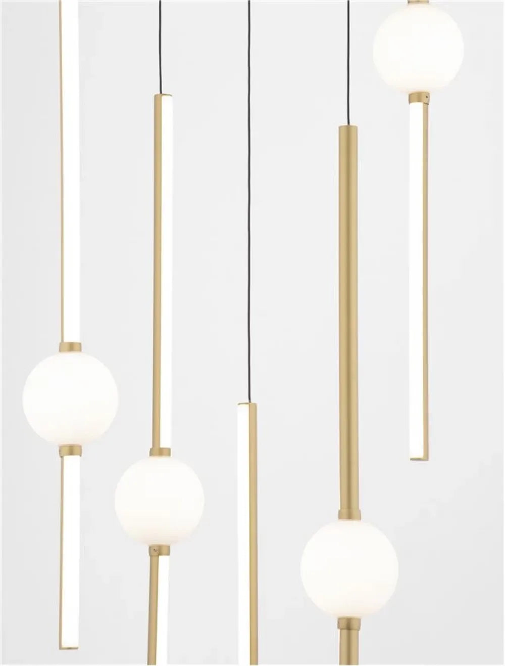 Candelabru structura din Aluminiu Negru/Auriu si abajur din Sticla Alb H50xL52cm IP20 60W 5589lm 3000k ACROBAT