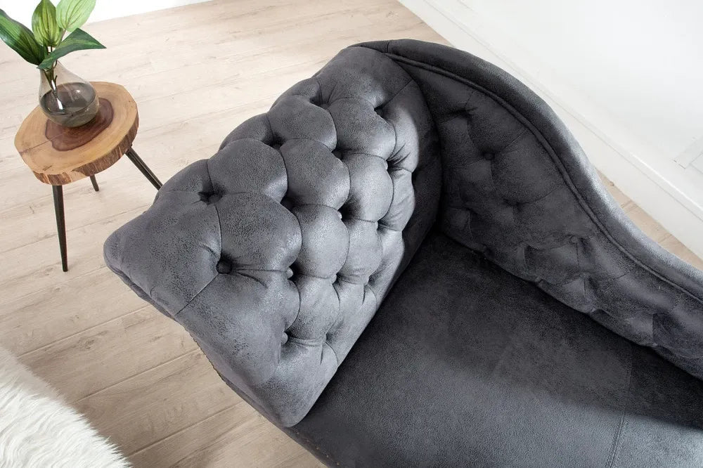 Sezlong tapitat cu Microfibra Gri L170cm Chesterfield
