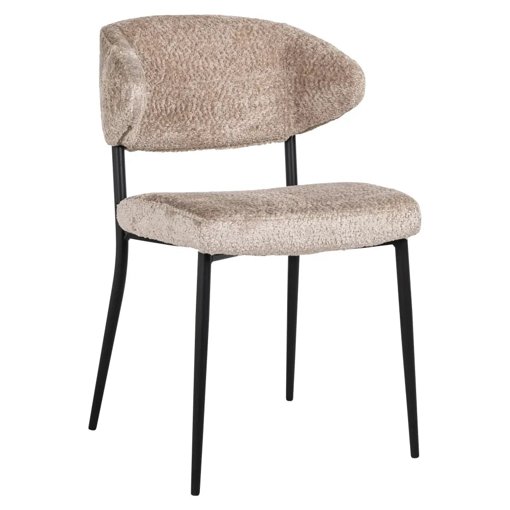 Set 2 scaune tapitat cu Blanita artificiala Bej cu picioare din Metal Negru H82xL53xA56cm Bea Richmond Interiors