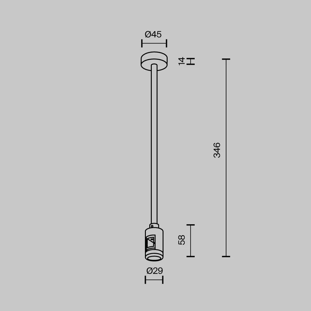 Suport mediu pe tavan cu priză de alimentare 300 mm Flarity din Aluminiu Alama