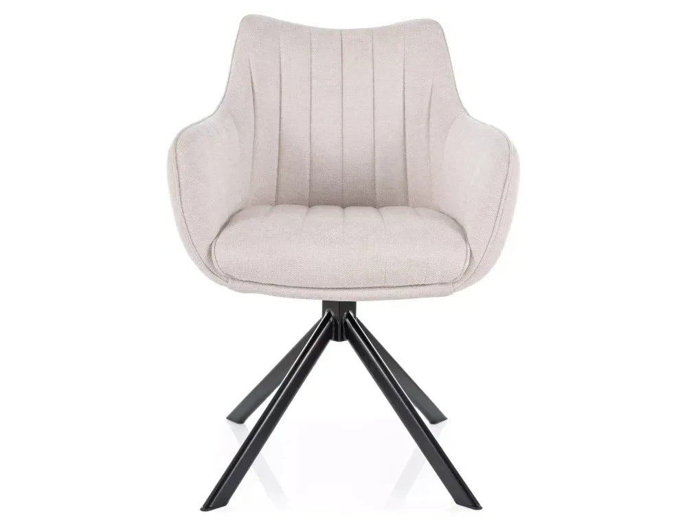 Scaun tapitat cu Stofa Brego 22 Bej deschis cu picioare din Metal Negru H86xL61xA44cm Azalia