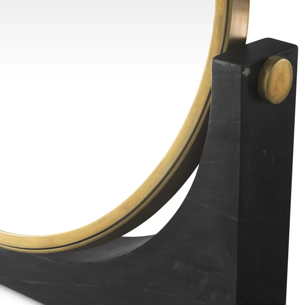 Oglinda de masa din Metal/Marmura Alama/Negru L51.5xH48.5cm Vivaldi Eichholtz