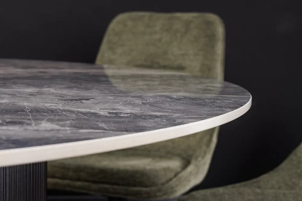 Masa din Ceramica Gri cu efect de marmura si MDF Negru D120xH75cm Unique
