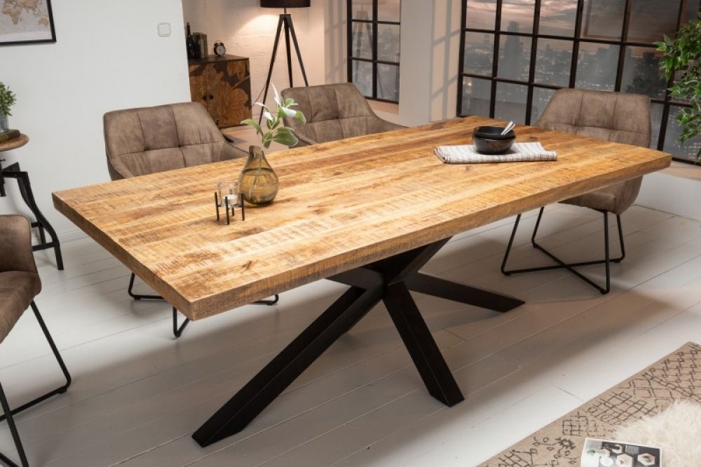 Masa dreptunghiulara din Lemn masiv de mango Maro/Negru de 6 persoane L180x90cm Galaxie