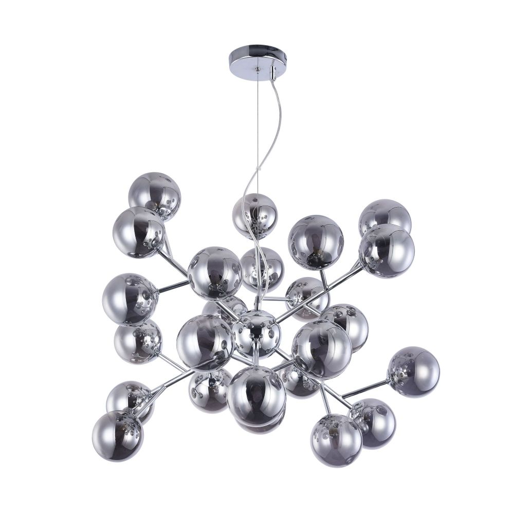 Lustra rotunda cu inaltime reglabila din Sticla Negru cu 24 becuri D65xH147cm Dallas