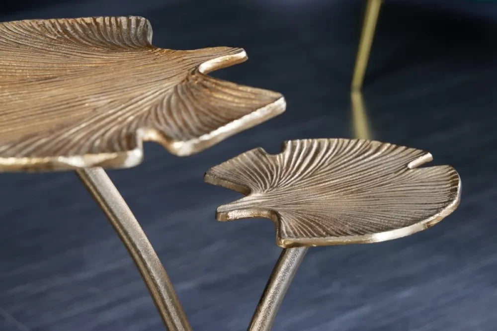 Masuta laterala Asimetrica din Metal Auriu L50xH56cm Ginkgo