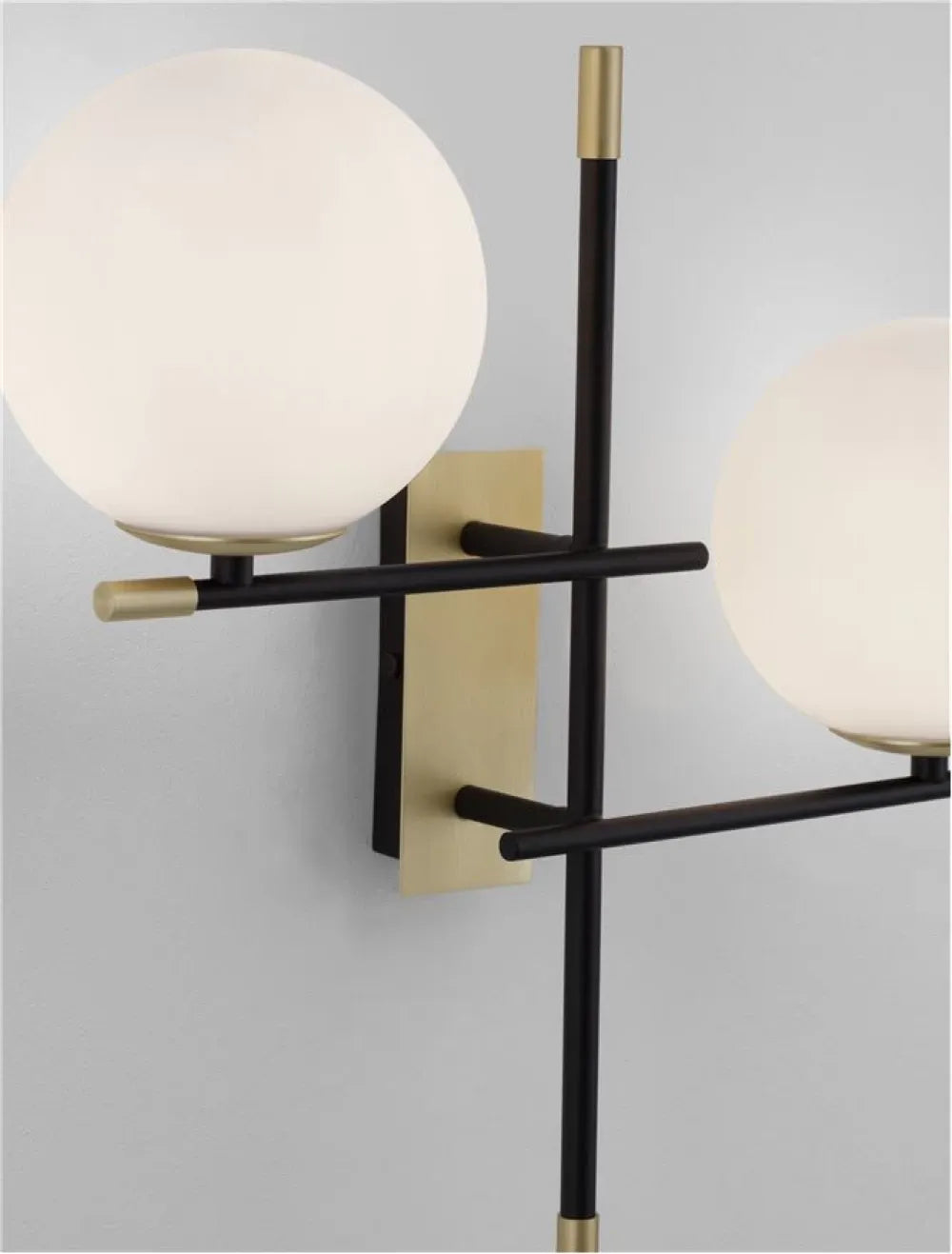 Aplica de perete structura din Metal Negru/Auriu si abajur din Sticla Alb H42.2xL44cm IP20 GIT