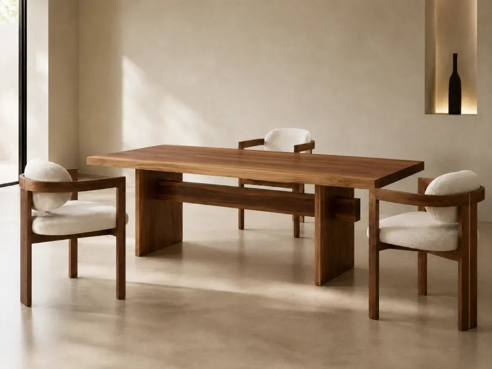 Masa dining dreptunghiulara din Lemn de Nuc in dimensiuni multiple Beams