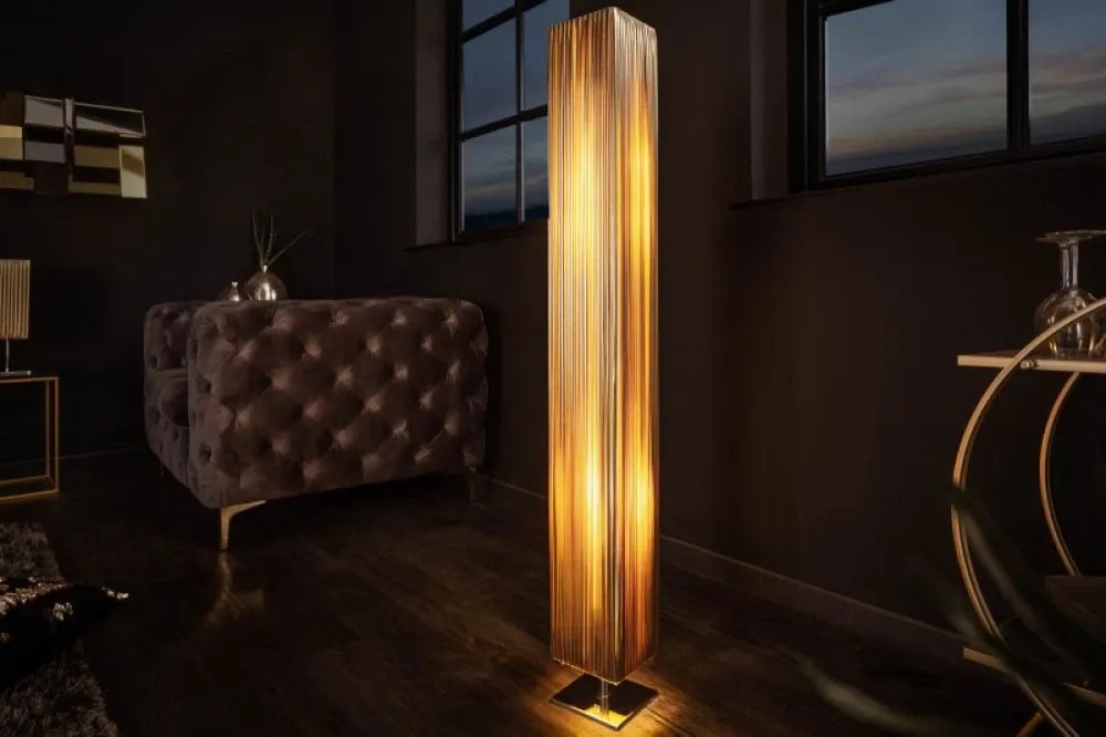 Lampa de podea din Metal Argintiu si Textil Auriu H120xL15cm Paris