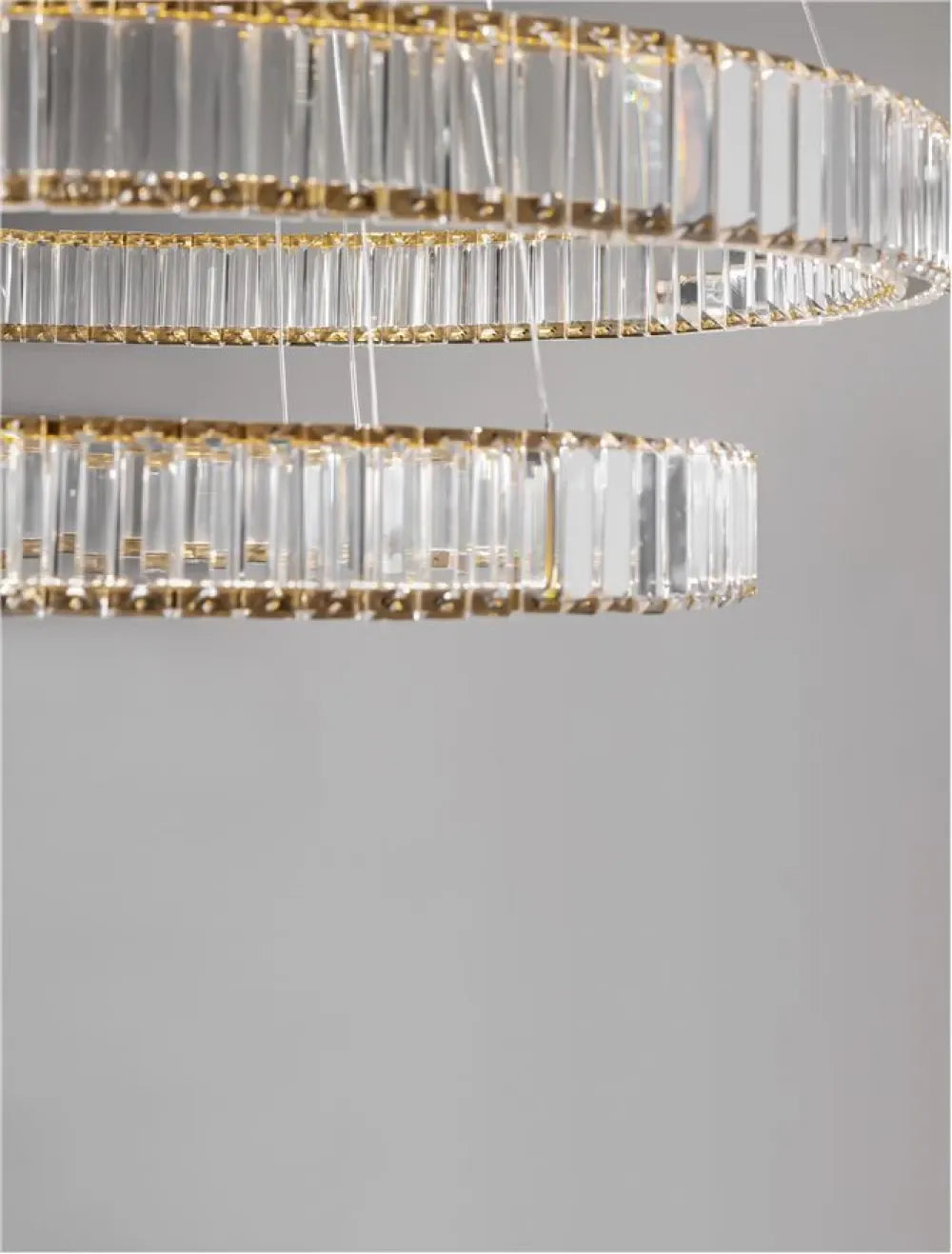 Candelabru structura din Metal Auriu si abajur din Cristal Transparent H150xL80cm IP20 92W 7670lm 3500k AURELIA