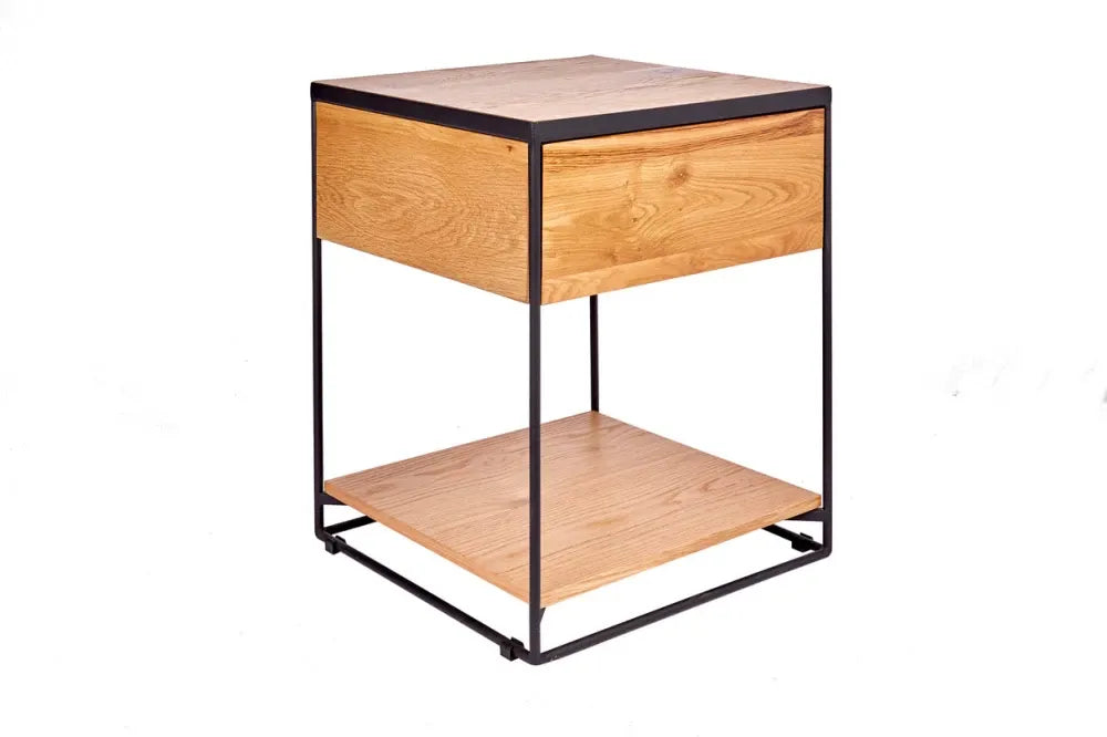 Noptiera din Lemn de stejar Maro si Metal Negru L40xH50cm Scorpion