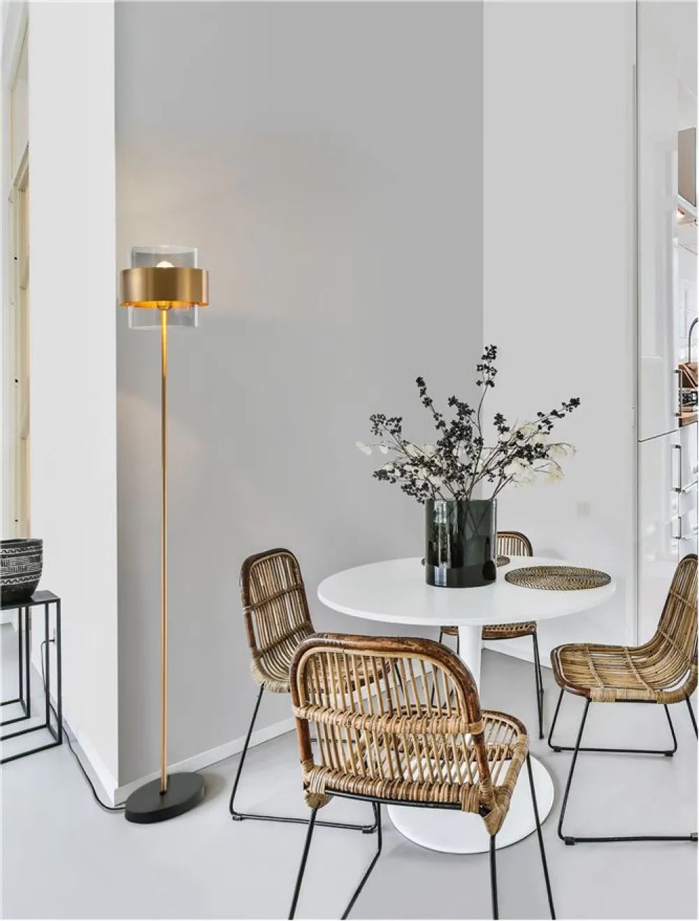Lampa de podea structura din Metal Auriu si abajur din Sticla Fumuriu H154xL25cm IP20 SIANNA