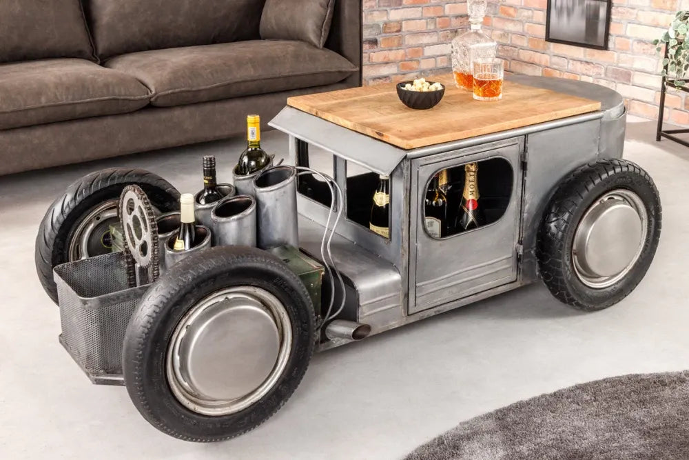 Masuta de cafea din Lemn de mango Maro si Metal Gri L165xH56cm Hot rod