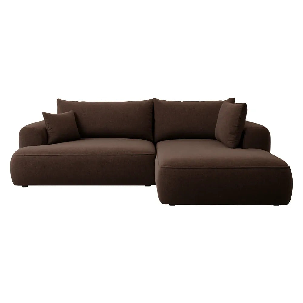 Coltar extensibil Catifea Vogue maro cu lada depozitare Nubio