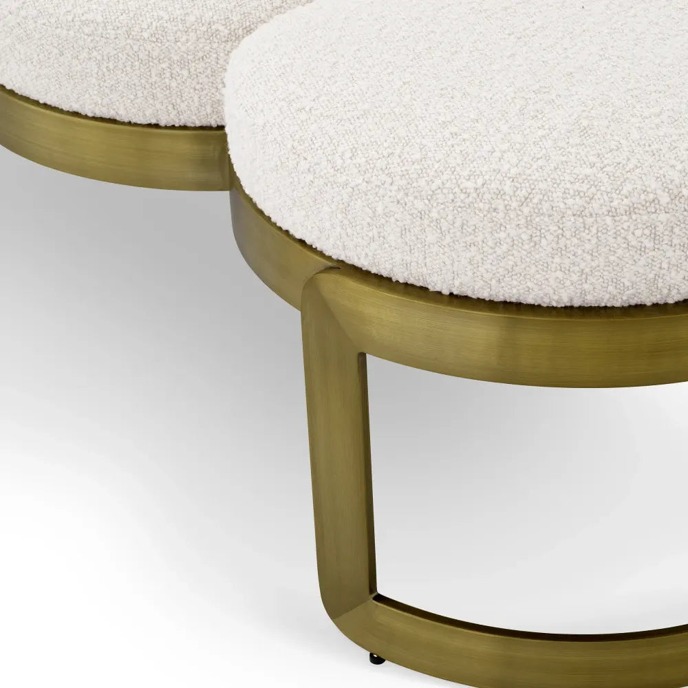 Bancheta tapitat cu Stofa boucle Crem L160xA50xH40cm Newport Eichholtz