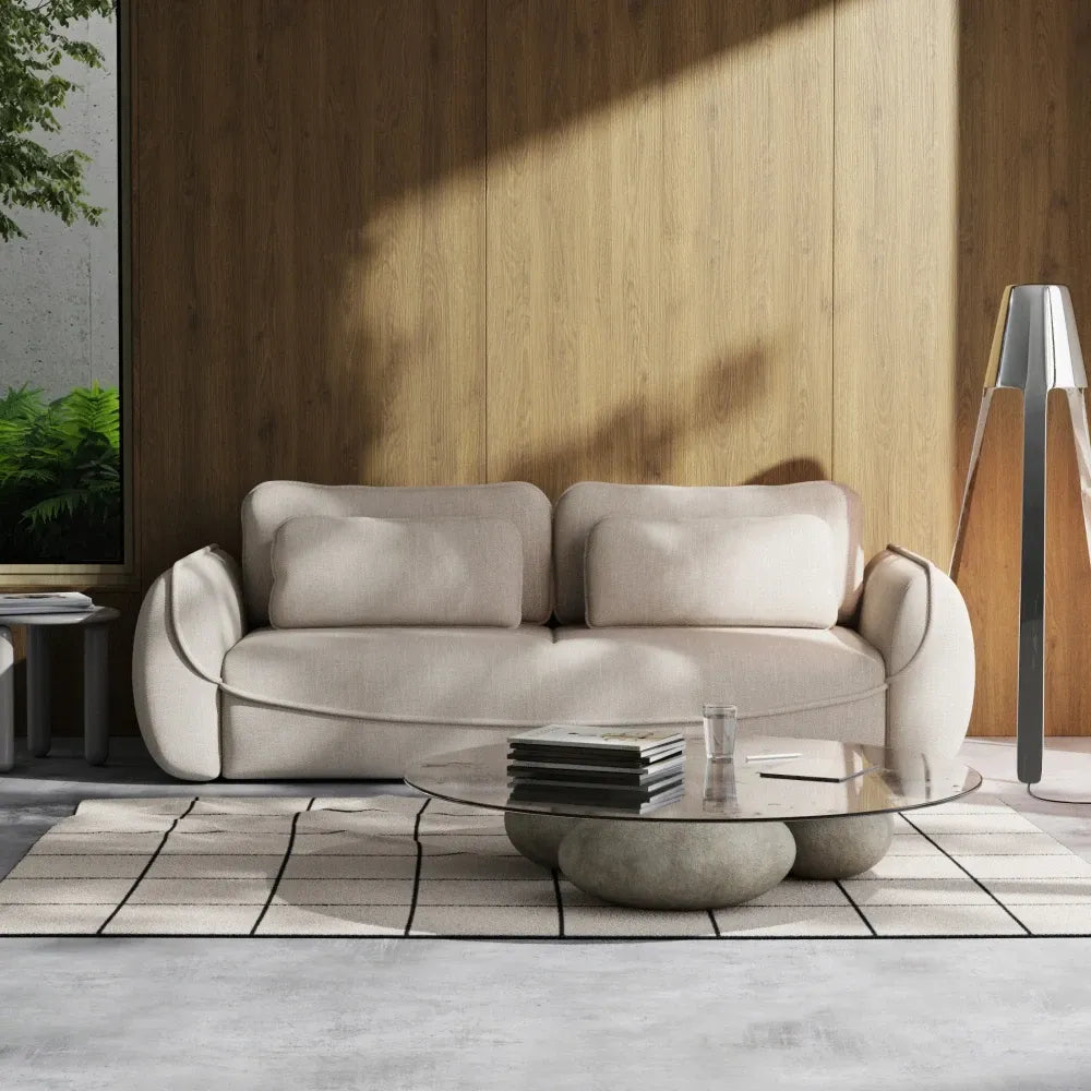 Canapea extensibila din stofa Rebel 25 bej L257x92cm Umea