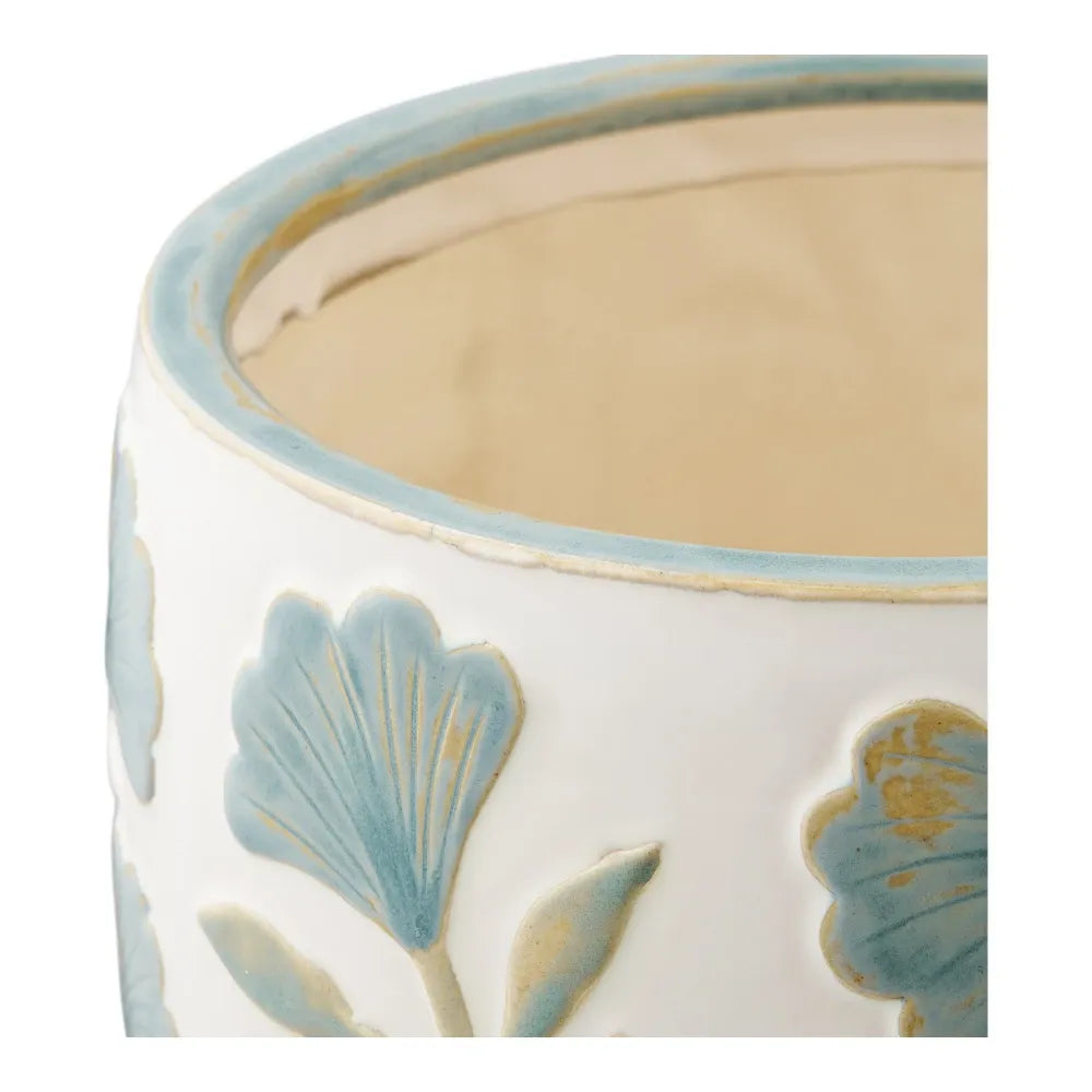 Ghiveci decorativ din Ceramica Alb/Albastru D22,5xH17,5cm HN1237