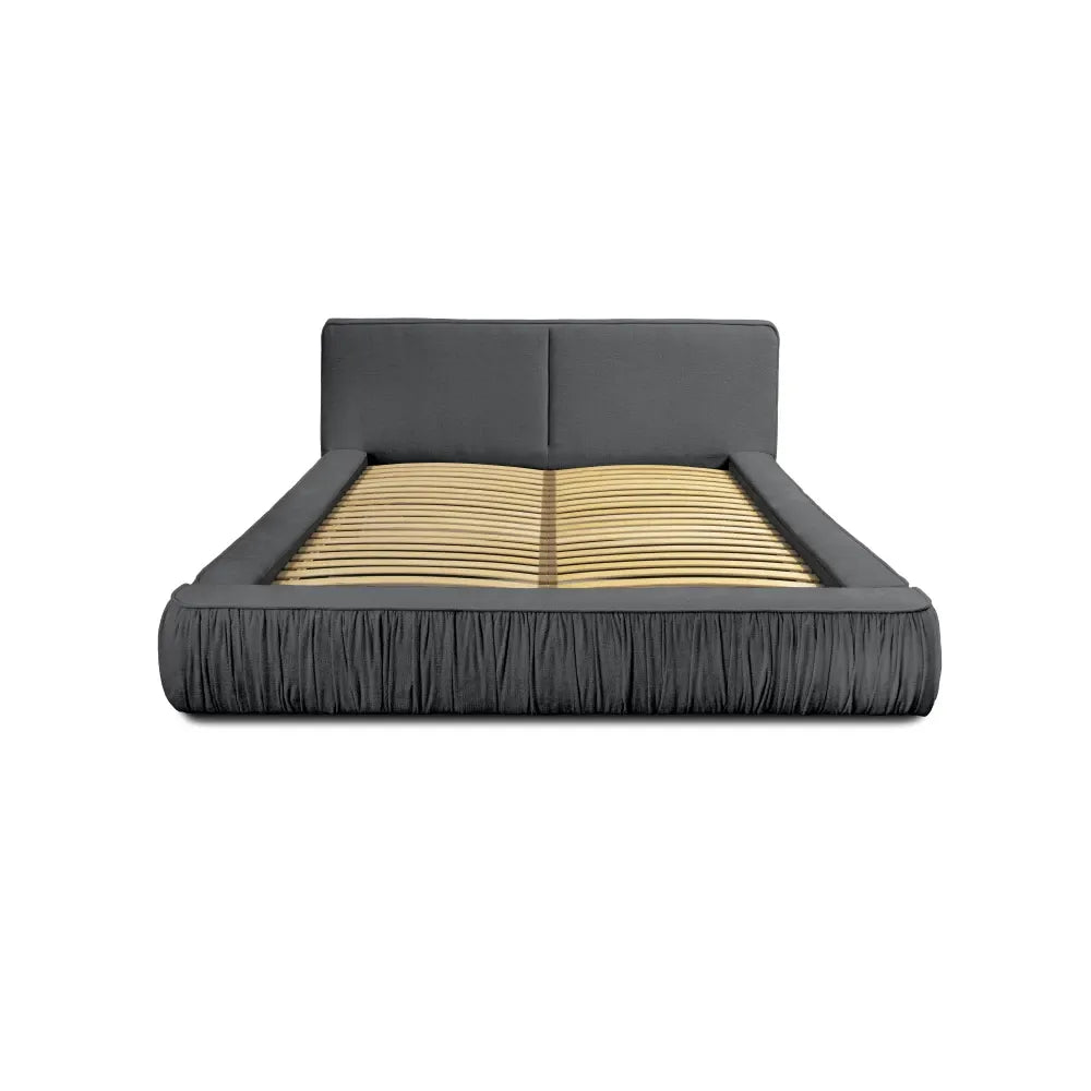 Pat 160x200cm tapitat cu Chenille Gri inchis Naomi
