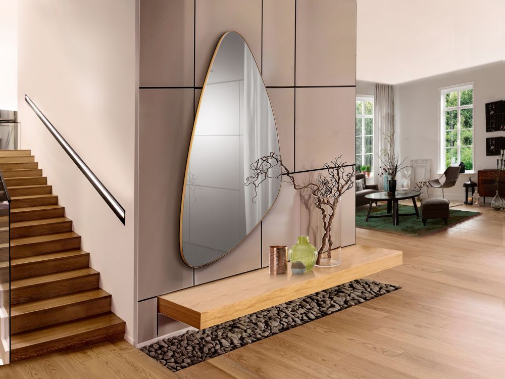 Oglinda Asimetrica cu rama din MDF Auriu Orio H165xL85cm