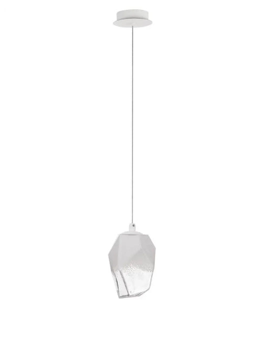 Pendul structura din Metal Alb si abajur din Sticla Alb H180xL12cm IP20 ICE