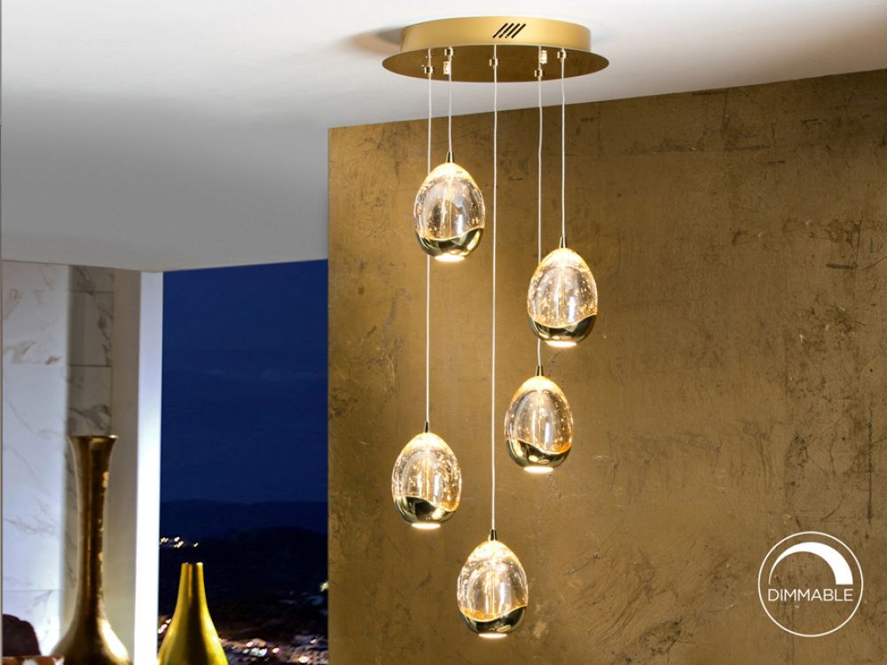 Lustra rotunda cu inaltime reglabila din Sticla Transparent cu LED D30xH150cm Rocio
