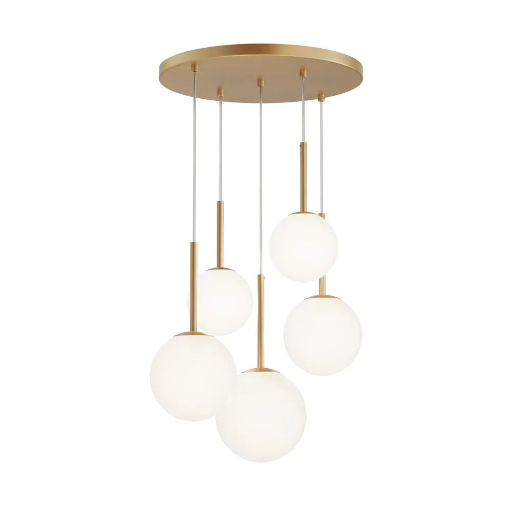 Lustra din Metal si Sticla Auriu/Alb H180xD58cm 40W Basic form