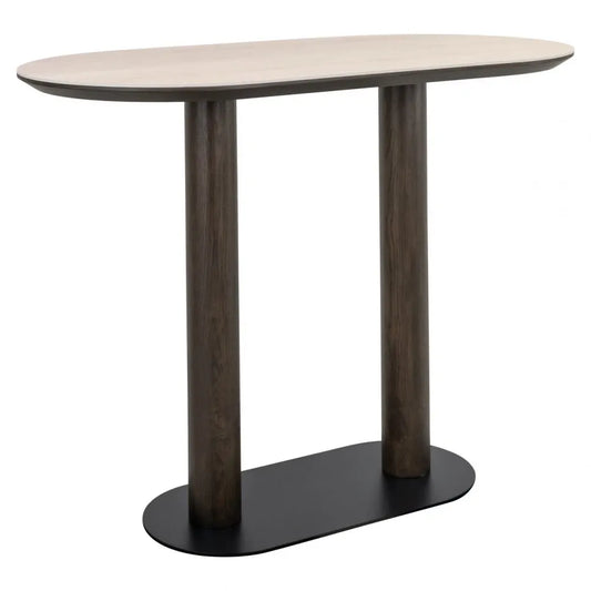 Masa de bar din Metal/Furnir de stejar Negru/Maro si Ceramica Bej L140xH105cm Ritz Richmond interiors