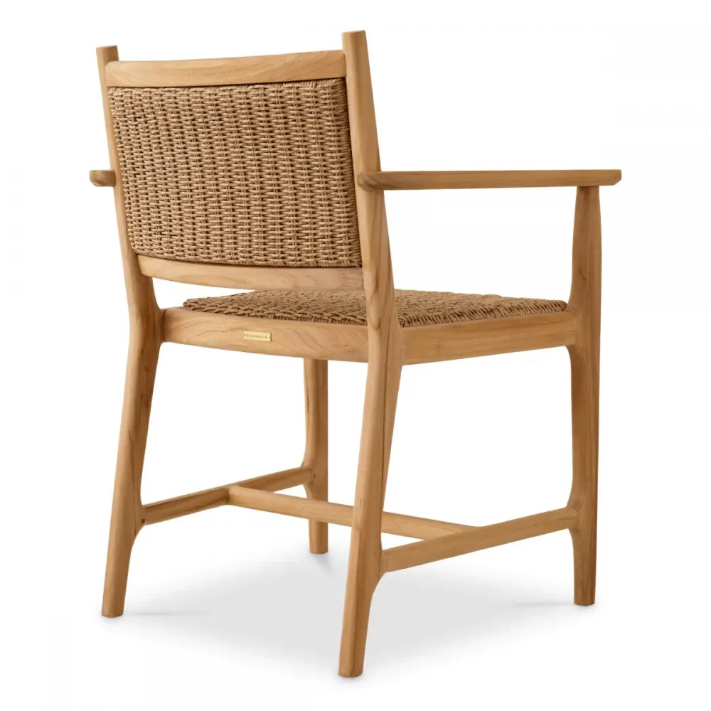 Scaun cu brate de exterior din Lemn de tec Maro si Polietilena Maro H84xL61xA54cm Pivetti Eichholtz