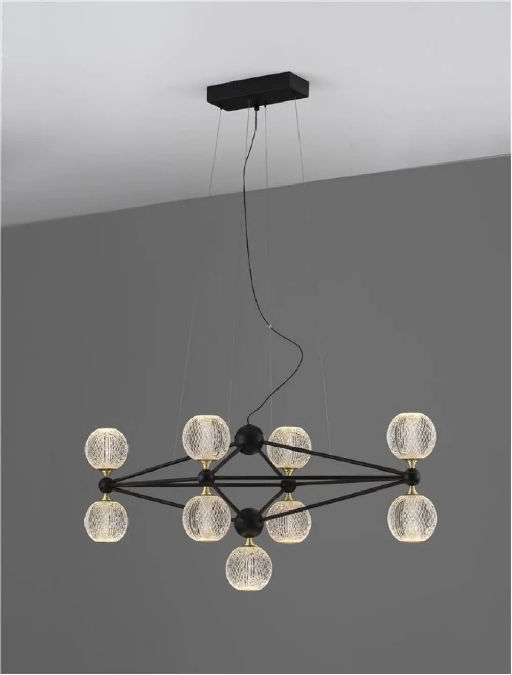 Candelabru structura din Aluminiu Negru si abajur din Acrilic Transparent H120xL96cm IP20 42W 2238lm 3000k BELINDA