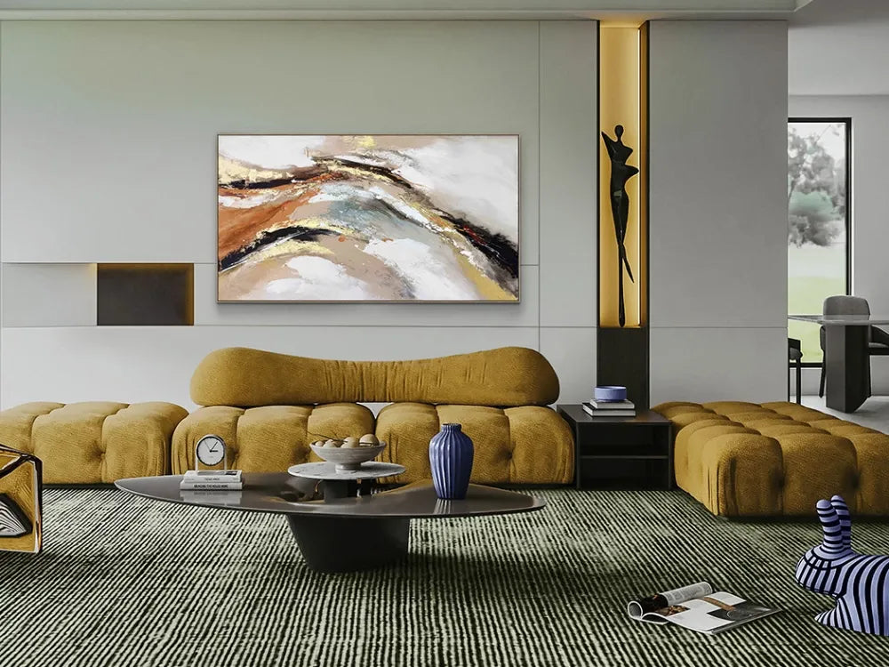 Tablou Abstract pe Panza Multicolor L180xH100cm Gestos