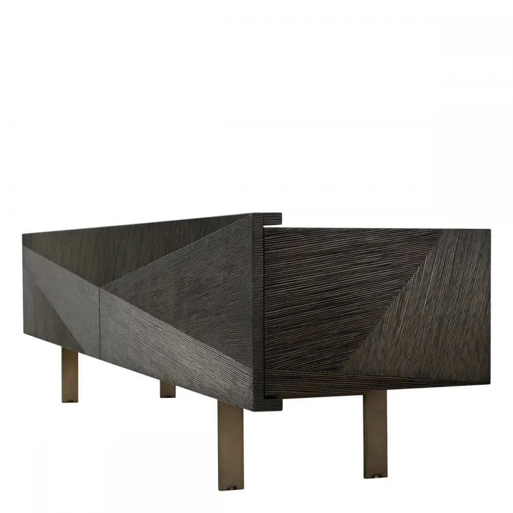 Comoda TV din Furnir de stejar Maro Mocha si Metal Bronz L200xH52cm San Martin Eichholtz
