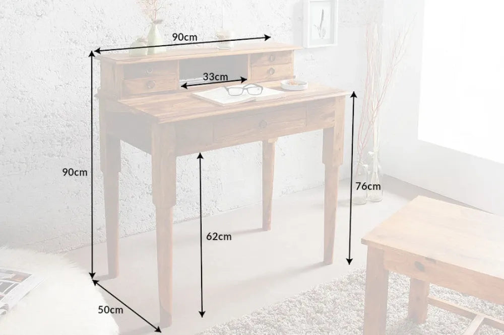 Birou din Lemn de sheesham Maro L90xH90cm HEMINGWAY