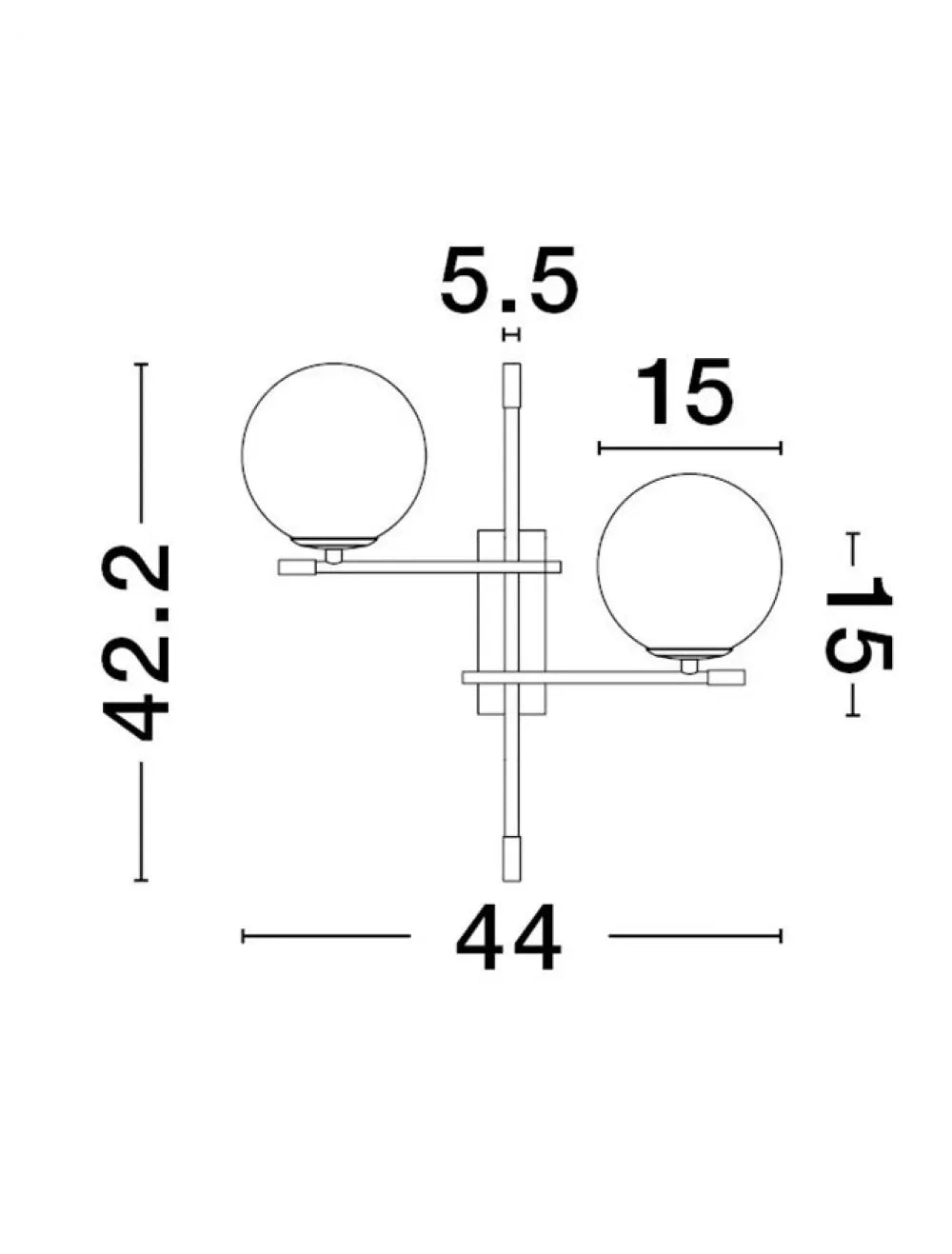 Aplica de perete structura din Metal Negru/Auriu si abajur din Sticla Alb H42.2xL44cm IP20 GIT