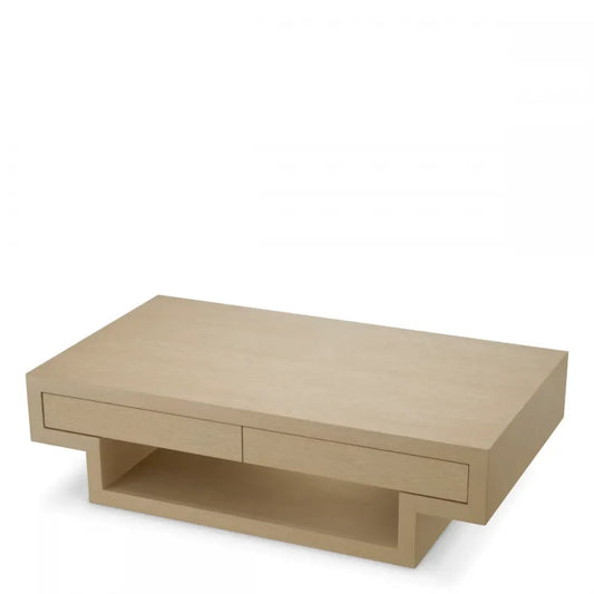 Masuta de cafea Dreptunghiulara din Furnir de stejar Bej L140xl80cm Rialto Eichholtz
