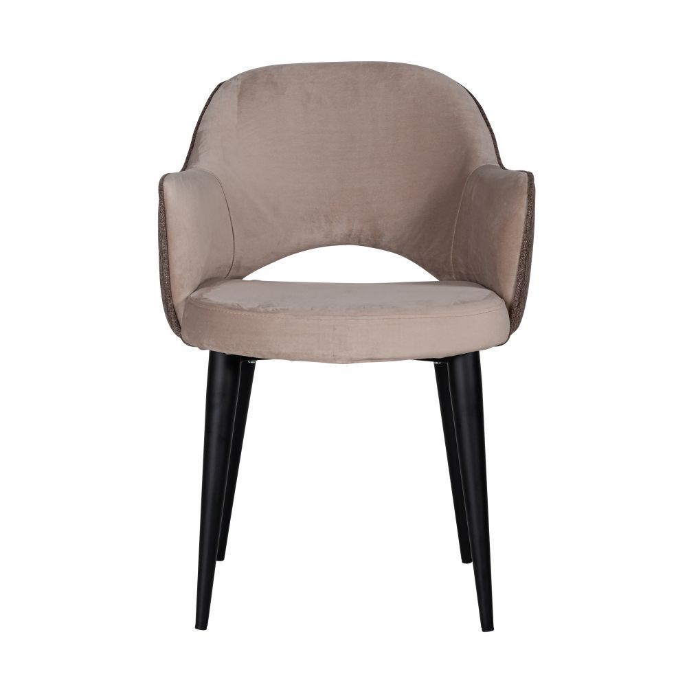 Scaun cu brate din Catifea si Metal Bej/Negru H85.5xL58xA63cm Giovanna Richmond Interiors