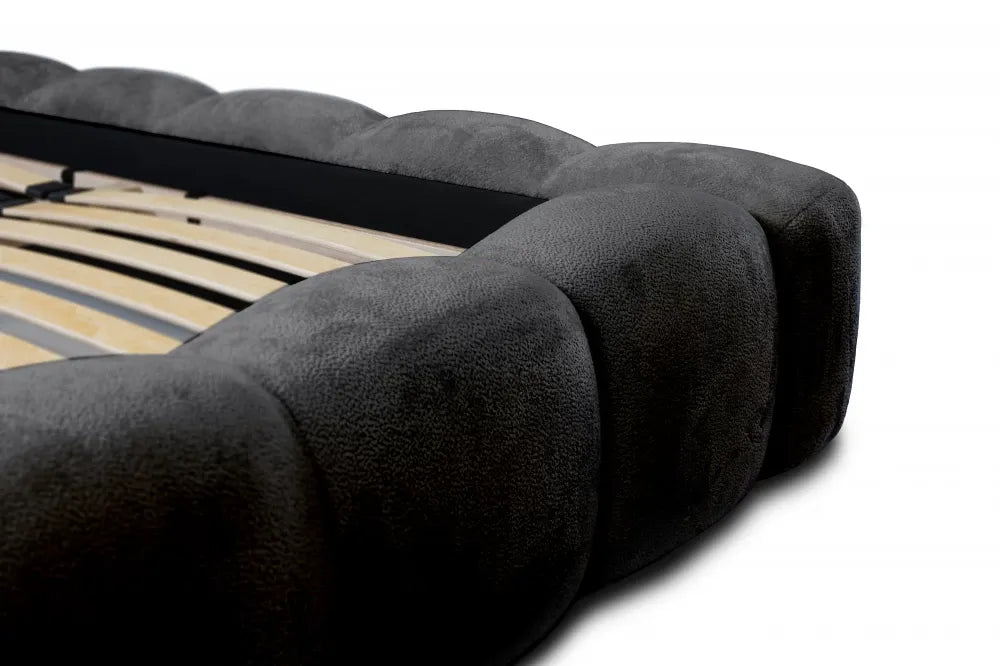 Pat 180x200cm tapitat cu Chenille Negru Boston
