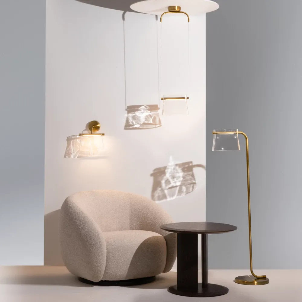 Lampa podea din Metal Alama si Sticla Transparent H126.5xL44.5cm Cabaret