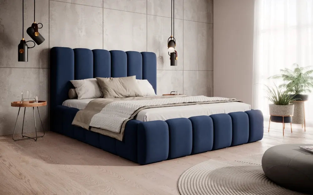 Pat 140 x 200 tapitat cu Catifea Magic velvet Albastru Arden