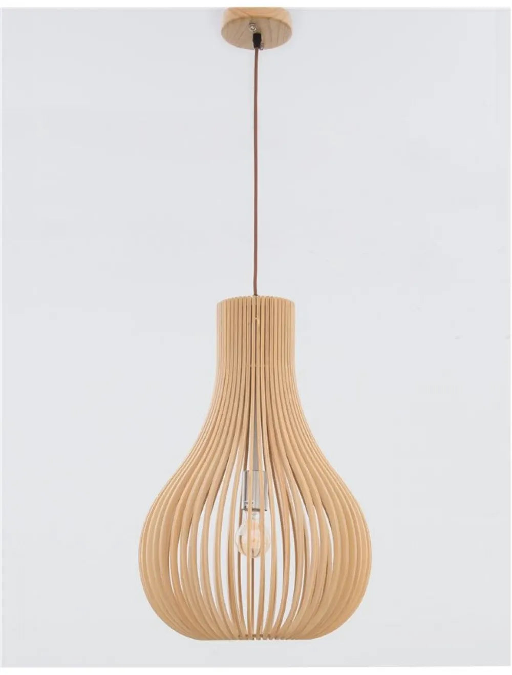 Pendul structura din Metal Negru si abajur din Lemn Bej H245xL38cm IP20 SOHO