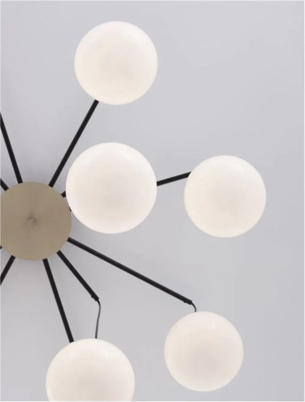 Lustra structura din Metal Negru/Auriu si abajur din Sticla Alb H70xL75cm IP20 THE EGG