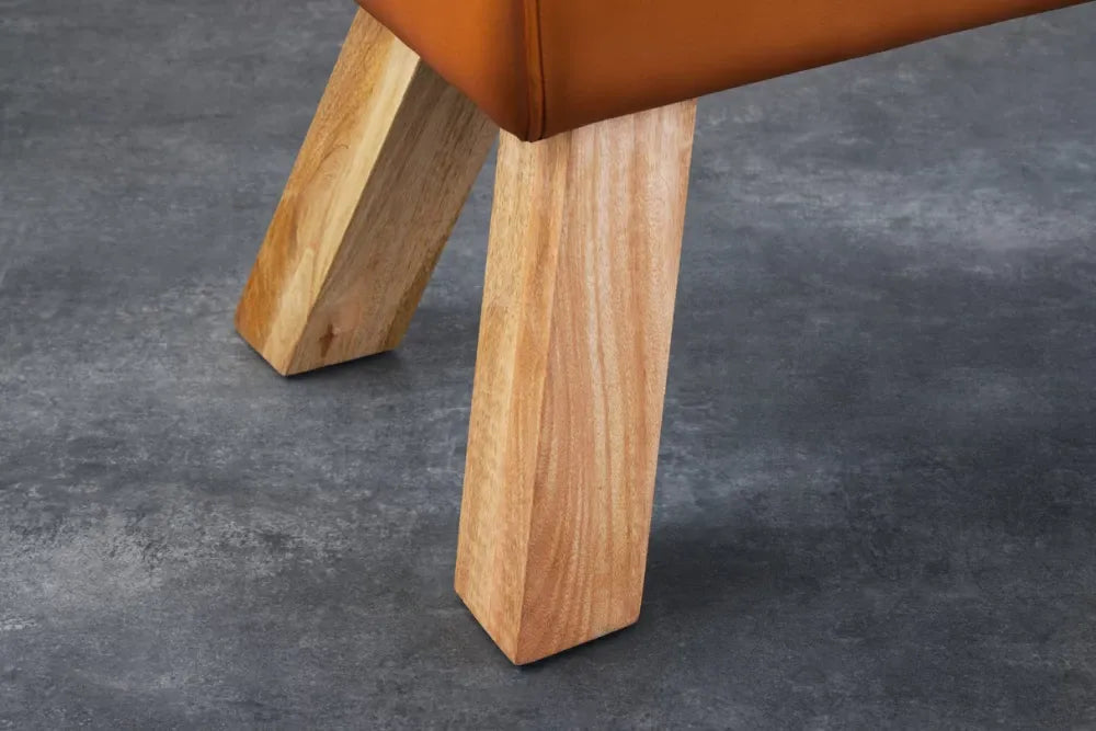 Bancheta din Lemn de mango Maro si Piele naturala Maro H50xL100cm Turnbock
